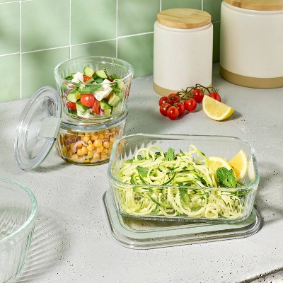 Condition photo showing New/Like New for 4pc (set of 2) 2c round glass food storage container - figmint™