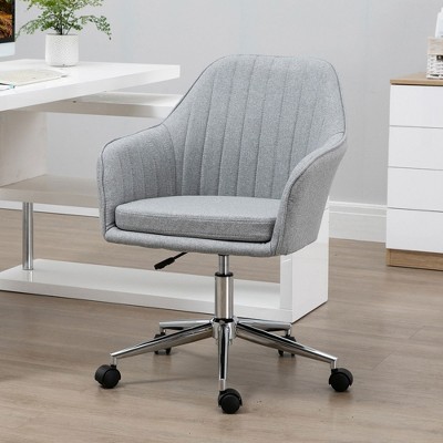 Gray Fabric Mid-Back Swivel Task Chair with Metal Base