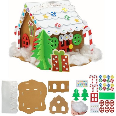 4E's Novelty Foam Gingerbread House Craft Kit (2 Pack) - DIY Foam Gingerbread Build & Decorate Set - Self Adhesive, Fun Christmas Crafts for Kids