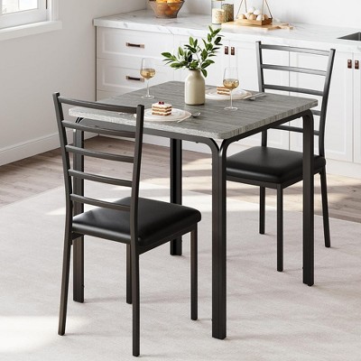 Whizmax 3-Piece Room Kitchen Table and Pu Cushion Chair Small Space, Dining Set for 2