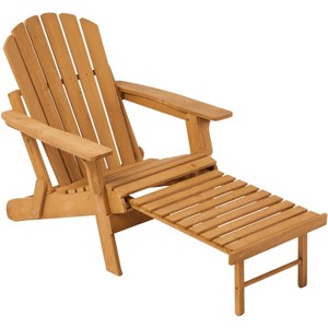 TIRAMISUBEST Folding Adirondack Chair with Ottoman - Pre-Assembled Wood Patio Chair for Backyard, Fire Pit & Pool (Retractable Footrest) - 1 of 4