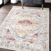 Washable Carpet, Vintage Distressed, Non-Slip, Non-Shedding Backing, Floor Cover, Soft, Short Pile, Foldable, Floral Badge Print Decorative Carpet - 3 of 4