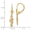 Black Bow Jewelry 3D Mini Textured Seahorse Lever Back Earrings in 14k Yellow Gold - 4 of 4