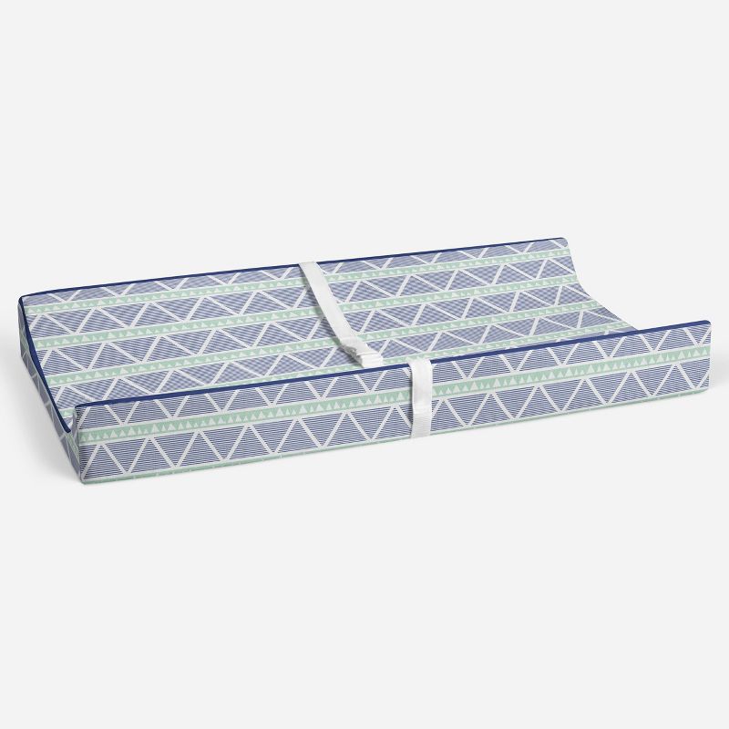 Bacati - Emma Mint/Navy Large Triangles Quilted Muslin Changing Pad Cover, 4 of 10