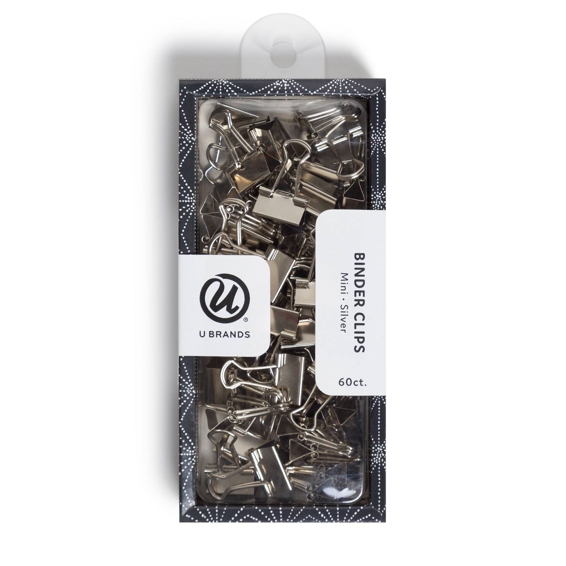 U Brands 60ct Mini Binder Clips Silver: Small Office Clips, Steel Fasteners, Stationery Supplies