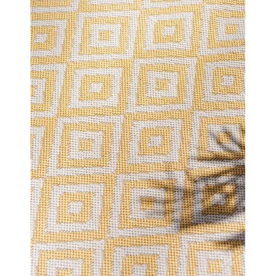 Yellow Ivory Geometric 8' x 10' Flat Woven Outdoor Rug