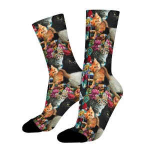 Elegant Cats Women Printed Crew Socks Funny Funky Socks Soft Polyester Novelty Gifts for Artists Men - 1 of 1