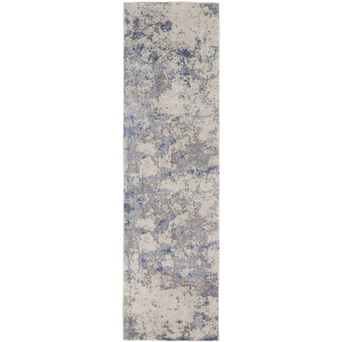 Sleek Textures SLE04 Blue/Ivory/Grey Area Rug Distressed Abstract By Nourison - image 1 of 4