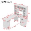 2-in-1 L-Shaped Corner Computer Desk with Bookshelf, Drawers, 11 Open Shelves & Power Outlet, for Study, Office, White/Antique Blue - ModernLuxe - 3 of 4