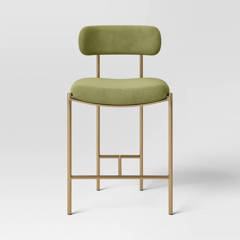 Orion Luxe Backed Counter Height Barstool with Brass Legs - Threshold™, 4 of 11
