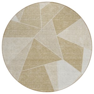 Beige Tan And Ivory Geometric Washable Indoor Outdoor Area Rug - 1 of 4