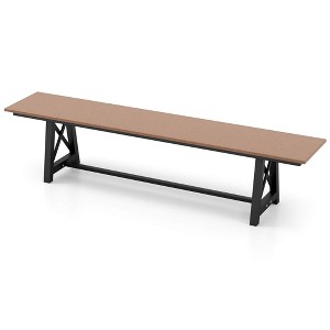 Costway 1/2 PCS Patio 72 " Extra Long Bench Outdoor Long Chair for 4 Weatherproof HDPE Seat Brown - 1 of 4