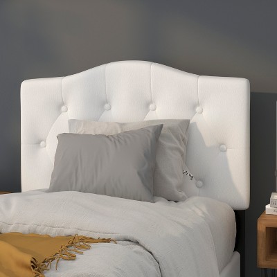 White Twin Tufted Upholstered Metal Headboard