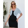 Womens Lightweight Shrugs Short Sleeve Open Front Cropped Cardigan Crochet Knit Sweater - 3 of 4