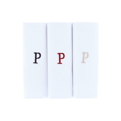 Umo Lorenzo Men's Cotton Boxed Initial Alphabet Handkerchiefs (Pack of 3)