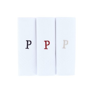 Umo Lorenzo Men's Cotton Boxed Initial Alphabet Handkerchiefs (Pack of 3) - 1 of 4