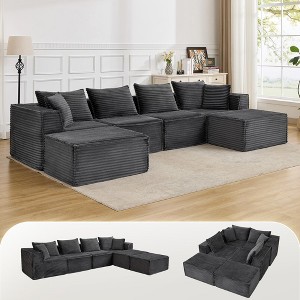Modular Sectional Sofa,Modern Cloud Sectional Couch with Deep Seat, Boneless Couch with Chaise for Living Room Apartments Bedroom - 1 of 4