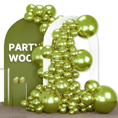 PartyWoo Balloons Metallic Green Lime Neon Olive 18 12 10 5 Inch 142 pcs