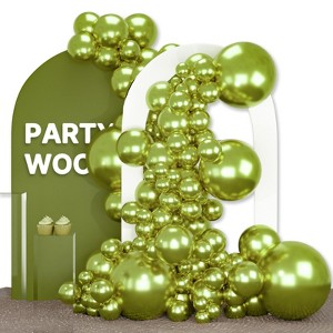 PartyWoo Balloons Metallic Green Lime Neon Olive 18 12 10 5 Inch 142 pcs - 1 of 4