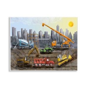 Stupell Industries Construction Trucks Skyline Wall Plaque Art - 1 of 4