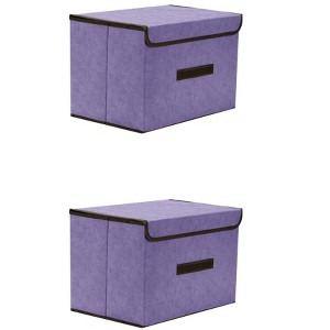 REGALWOVEN Collapsible Clothes Books Organizing Fabric Storage Bin with Lid and Handle 2 Pcs - 1 of 4