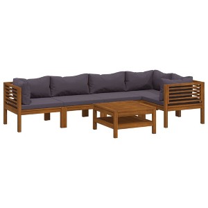 vidaXL Solid Acacia Wood Outdoor Lounge Set - 6-Piece Patio Furniture with Cushions, Modular Sofa & Coffee Table for Garden/Patio - 1 of 4