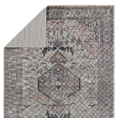 Gray and Beige Medallion Cotton Rectangular Area Rug