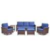 Buenhomino 5-Piece Outdoor Lounge Set with Sofa, Swivel Chairs, Ottomans & Coffee Table, All-Weather Wicker & Olefin Cushions - 2 of 4