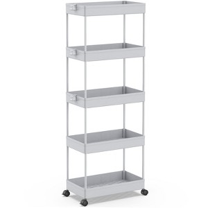 YIGII  5-Tier Rolling Cart, Bathroom Storage Organizer Utility Cart, Mobile Shelving Unit Slide Out Shelves for Kitchen Living Room - 1 of 4