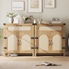 Jojoka Rattan Sideboard Buffet Cabinets with Storage, Farmhouse Kitchen Accent Storage Cabinet,Brown - 3 of 4