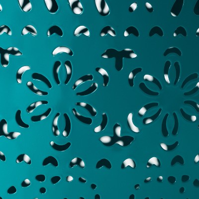 Teal 12" Iron Lace-Cut Outdoor Side Table