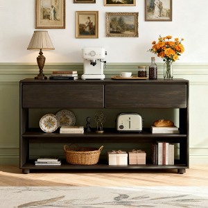 Luxystar Vintage Console Table with 2 Drawers and 2 Shelves for Entryway and Living Room - 1 of 4
