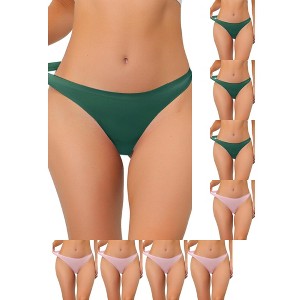 INSPIRE CHIC Women's Unlined Satin Invisible Bikini Comfortable No-Show Thongs 9 Packs - 1 of 4