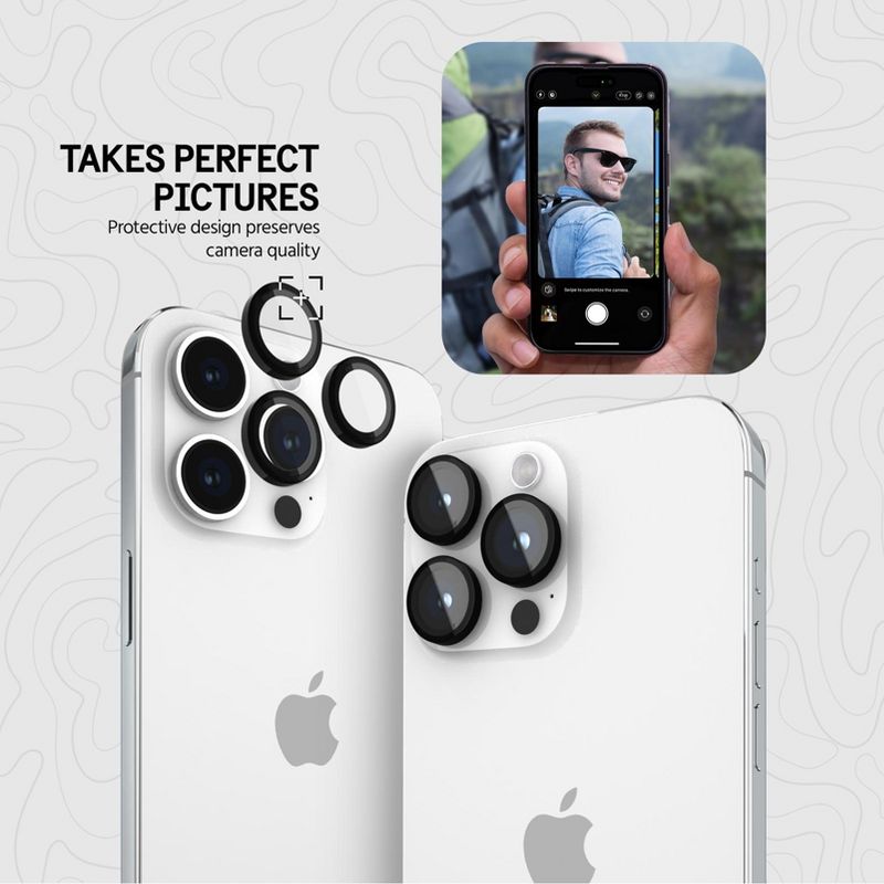 Pelican Camera Lens Protector Aluminum Rings for Apple iPhone 15 Pro and iPhone 15 Pro Max - Black, 3 of 7