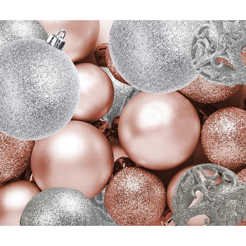R N' Ds Shatterproof Christmas Ornament Balls - Pink and White - 100 Pack, 1 of 4
