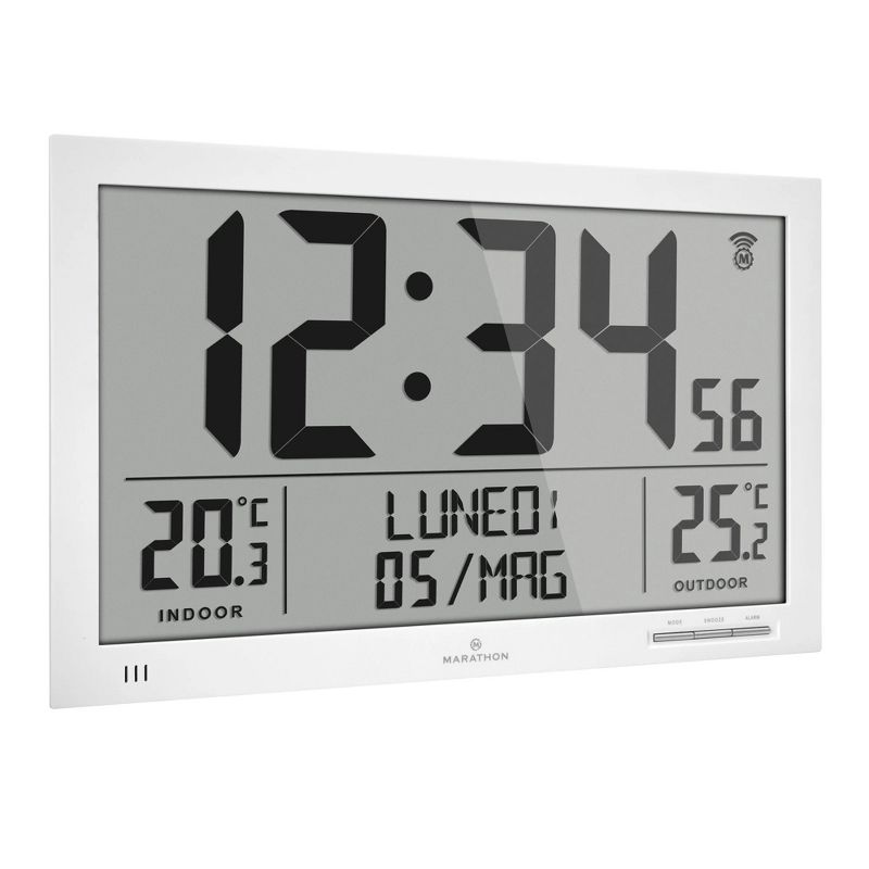 Marathon Slim Atomic Full Calendar Clock with Indoor & Outdoor Temperature With 7 time zones, 3 of 8