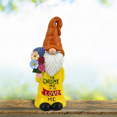 24" Multicolor Polyresin Garden Gnome with Flowers
