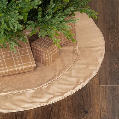 Champagne Polyester 54" Christmas Tree Skirt with Fabric Tie Closures