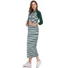 Coolmee Women Hoodies Maxi Dress Casual 3/4 Sleeve Tunic Dress Slim Hooded Sweatshirts Dress with Pocket - 2 of 4