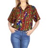 LA LEELA Women's Button Down Blouses Summer Beach Party Hawaiian T-Shirt Colourful Blouses Button Up Short Sleeve Dress Shirts for Women - 4 of 4