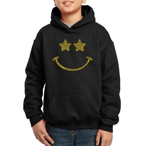 LA Pop Art Boy's Word Art Hooded Sweatshirt - Rockstar Smiley - 1 of 4