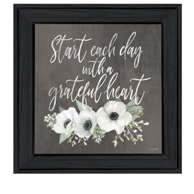 HomeRoots Grateful Heart Black Framed Print Wall Art