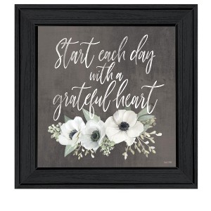 HomeRoots Grateful Heart Black Framed Print Wall Art - 1 of 3