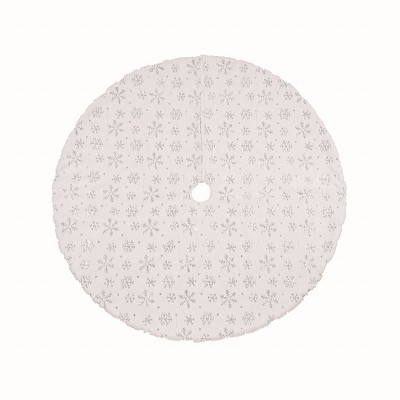 Transpac Polyester 48 in. Off-White Christmas Snowflake Tree Skirt