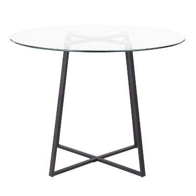 Cosmo 40" Round Black Metal and Glass Dining Table