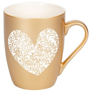 Elanze Designs Heart Leaf Vegas Gold 10 ounce New Bone China Coffee Cup Mug - 1 of 1