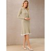 INSPIRE CHIC Women's Midi Knitted Ribbed Ruffled A-Line Sweater Polo Dresses - 3 of 4