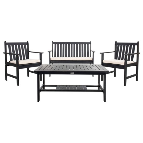 Burbank 4pc Outdoor Set Black White Safavieh Target