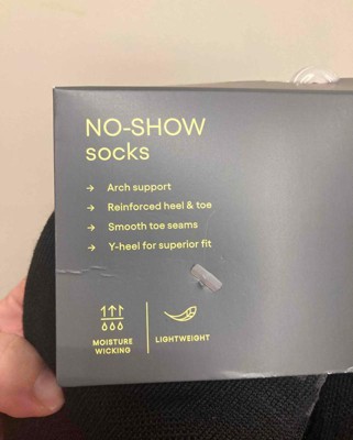 All in Motion Men’s NO-SHOW Sock 8 Pairs BLACK sz 6-12 Arch Support Zone  Cush