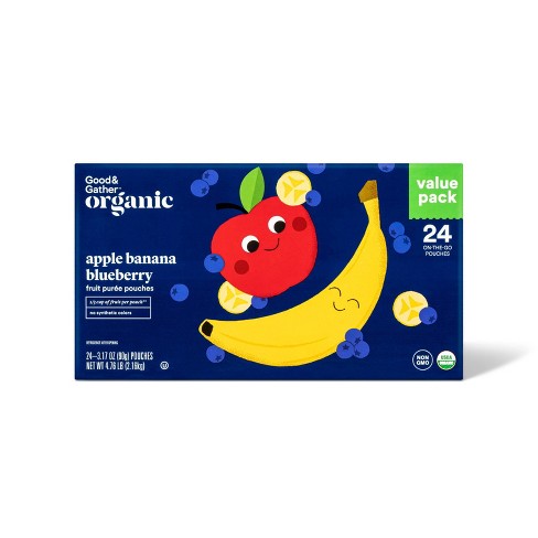 Apple Banana Blueberry Fruit Puree Pouches - 4.76lb/24ct - Good & Gather™ :  Target